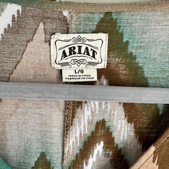 Ariat Chevron Midi Dress – Boho /Western Chic with Asymmetrical Flair Sz L - Picture 7 of 9